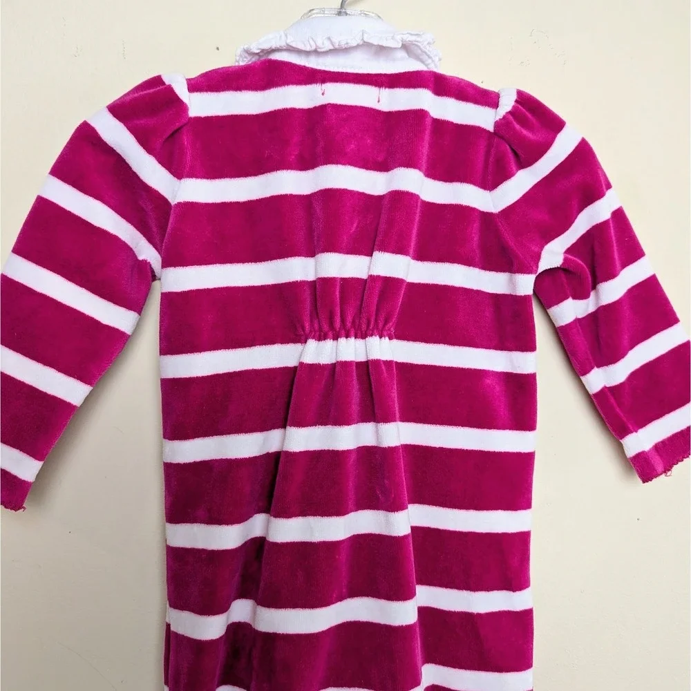 Polo Ralph Lauren Pink &‎ White Striped Velour Footie One Piece Romper 9 Months